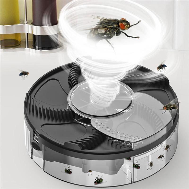 Trappola per mosche elettrica 1200mAh USB ricaricabile automatico pigliamosche rotazione di sicurezza dispositivo di cattura parassiti silenzioso rifiuto di insetti per interni