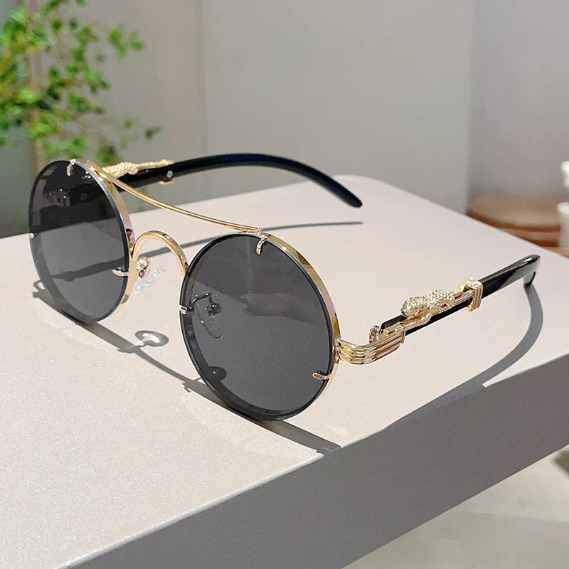 Vintage Round Sunglasses New in Fashion Oversized Gradient Multi-color Shades Trendy Luxury Brand Design Sun Glasses