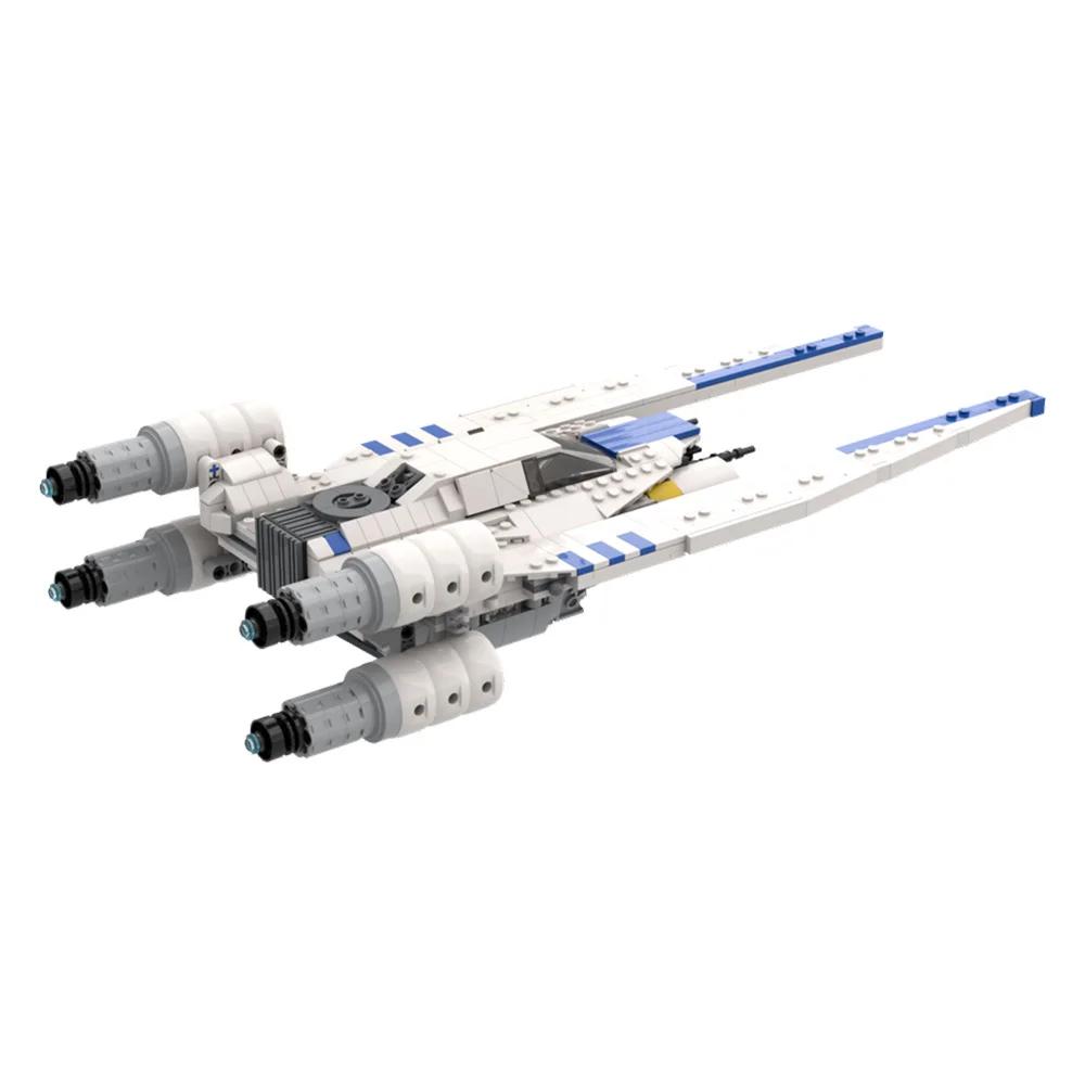 MOC White U Wing Building Blocks Space War White U Wing Spacecraft Bricks Model Assembly Toys Children DIY Birthday Gifts