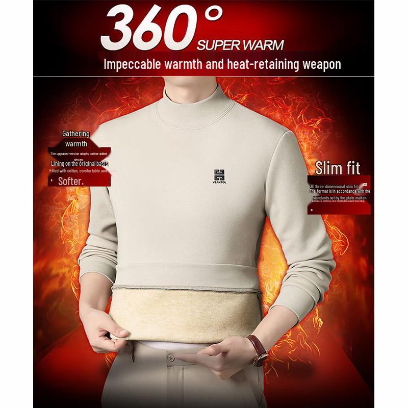 Romon Men's Warm Half-High Collar Fleece Sweatshirt