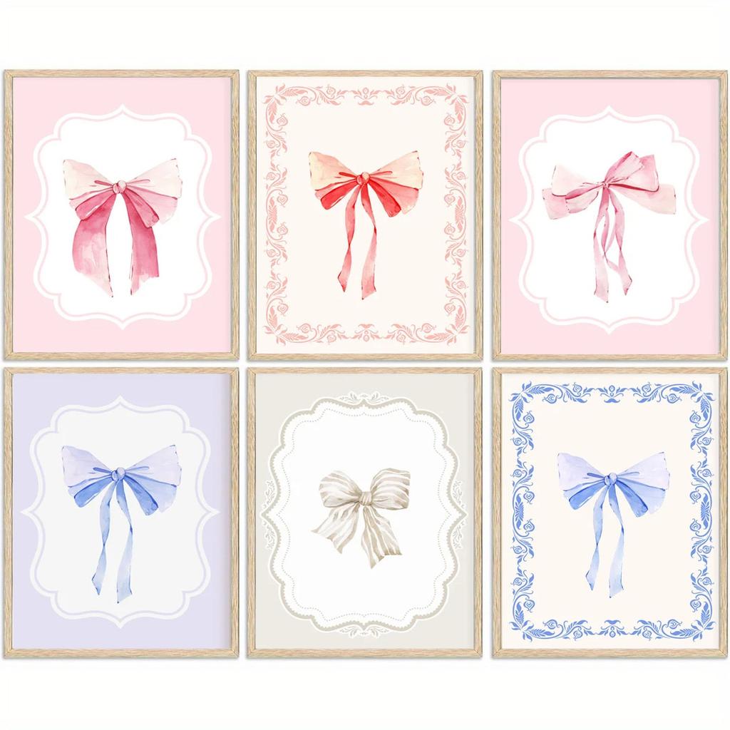 Modern Minimalist Coquette Bow Wall Art Poster Trendy Fashion Aesthetic Girl Poster Dorm Room Bedroom Living Room Home Decor