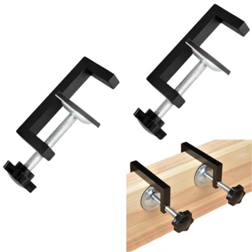 Set of 2 L-shaped bracket clamps, C-shaped, for securing cabinets, rust-proof, durable, and with a maximum opening of 57mm. Ideal for woodworking, DIY