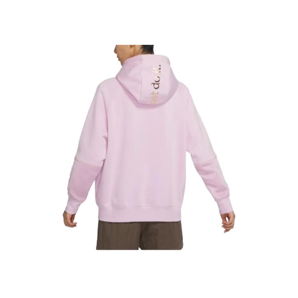 Nike Icon Knit Splicing Warm Hooded Pullover Sweatshirt Women Sweatshirts Light-Arctic-Pink Vibrant-Pink Metallic DM1741-676