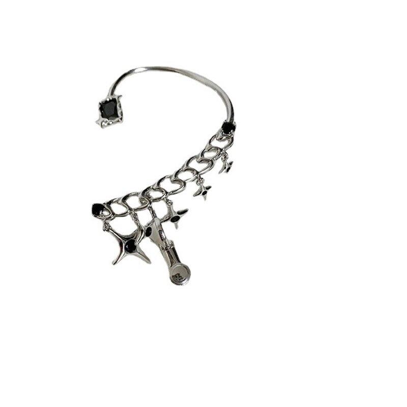 1 Pc Personality Charming Star Metallic Rhinestones Ear Cuff Latest Exaggerated Statement Chic Style Designer Brincos JewelryPersonality Cuff