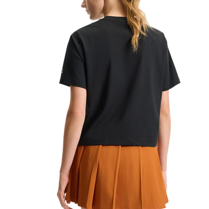 Fila Tennis Casual Fashion Solid Color Letter Short Sleeve T-Shirt Women Tops Black A11W523107F