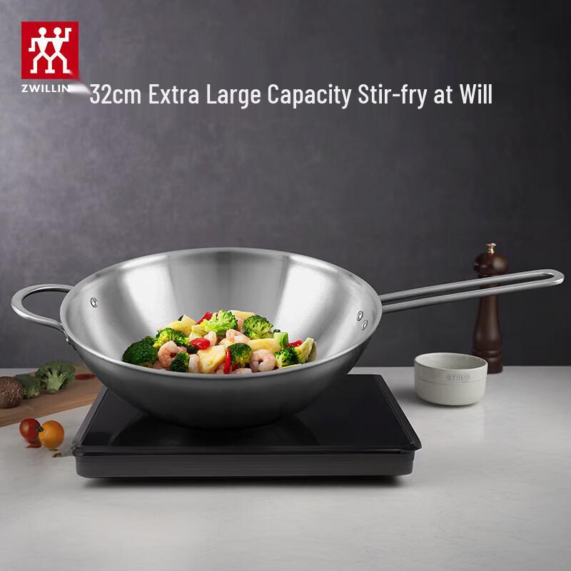 

ZWILLING 32cm Stainless Steel Wok with Dome Lid