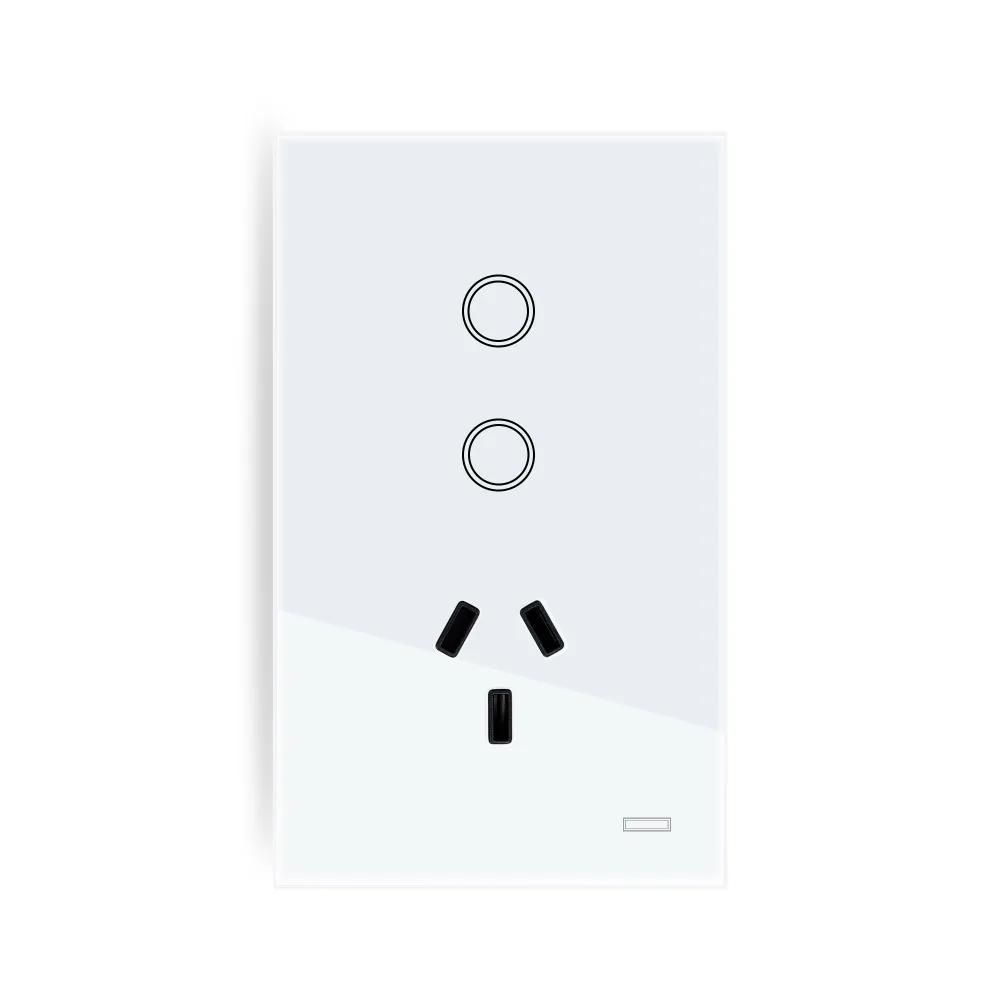 Melery Tuya Wifi Smart Lichtschalter Argentinischer Stecker Wandsteckdose AU Steckdose Touch Glaspanel Fernbedienung per Alexa Google Home