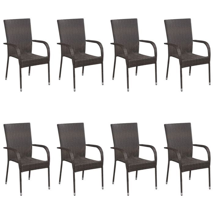 VidaXL Ensemble de Salle à Manger de Jardin 9 pcs Mobilier à Dîner de Terrasse Table et Chaises de Repas de Patio Extérieur 3072504