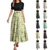 Women's Fashion Casual Belt Short Sleeve Round Neck Floral Stitching Elegant Temperament Dress