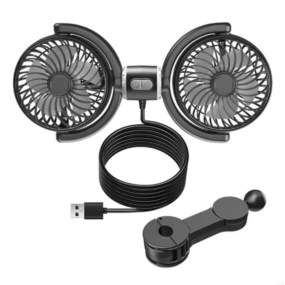 Quiet Double Head Car Fan Multiple Speed Electric Fan Portable Car Seat Fan  Truck