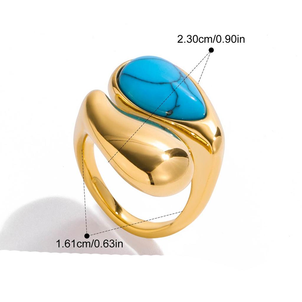 Yori Blue Turquoise Asymmetrical Minimalist Fashion Open Ring Trendy Charm Jewelry for Women New Gift 2025