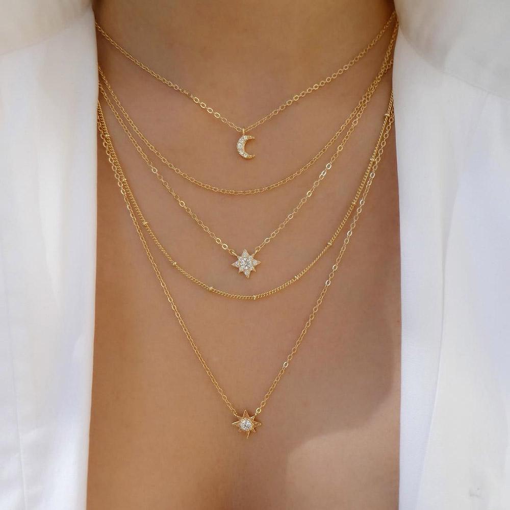Vintage Gold Color Multiple Styles Necklace For Women Trendy Multi-Layer Disc Pendant Necklaces New Tendyaces Set Jewelry Gifts