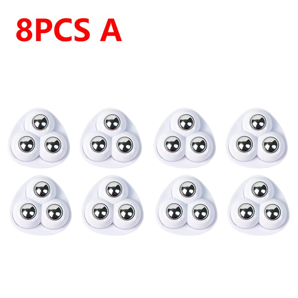 4/8Pcs Self-Adhesive Universal Wheel Mute 3 Beads Pulley Bearing For Furniture Storage Box Bedside Table Caster Move Tools