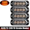4X4LED Car Strobe Warning Light Grill Flashing Breakdown Emergency Light Car Truck Trailer Beacon Lamp Led Side Light for Car