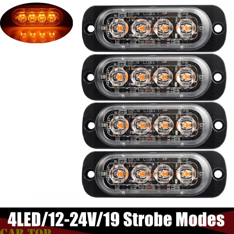 4X4LED Car Strobe Warning Light Grill Flashing Breakdown Emergency Light Car Truck Trailer Beacon Lamp Led Side Light for Car