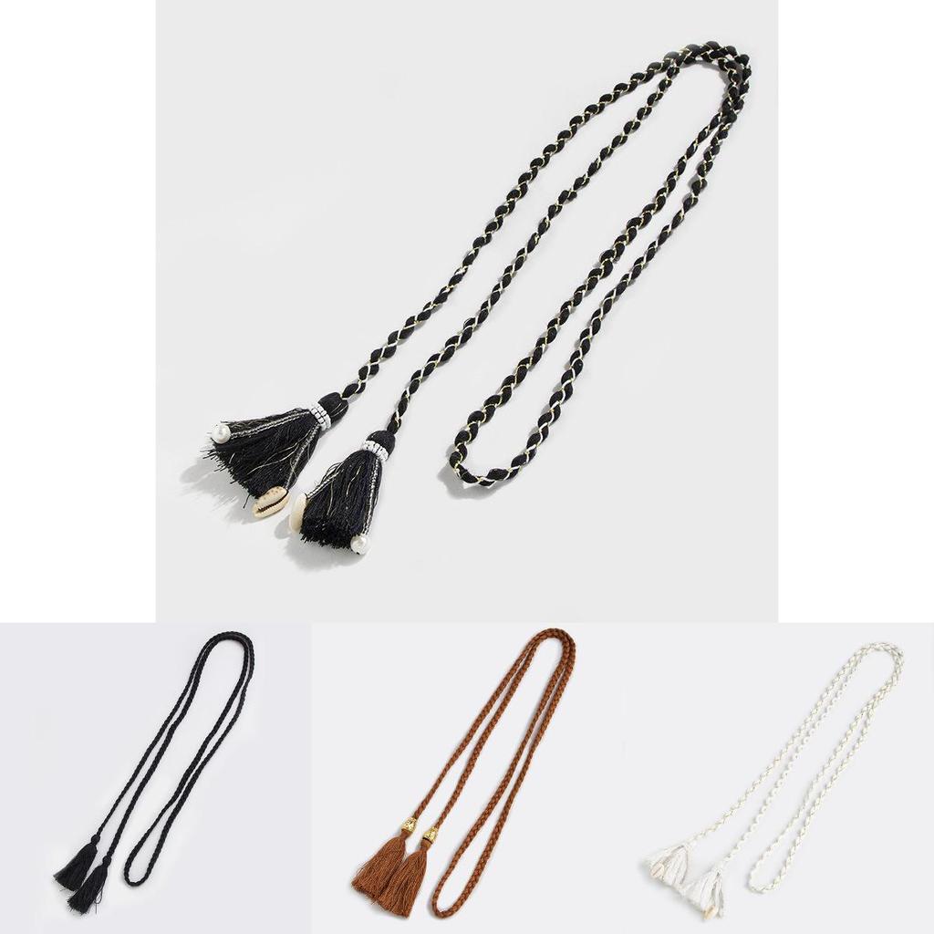 Bohemian Womens Wide Belt With Wooden Beads And Knot Closure For Vintage Fashion