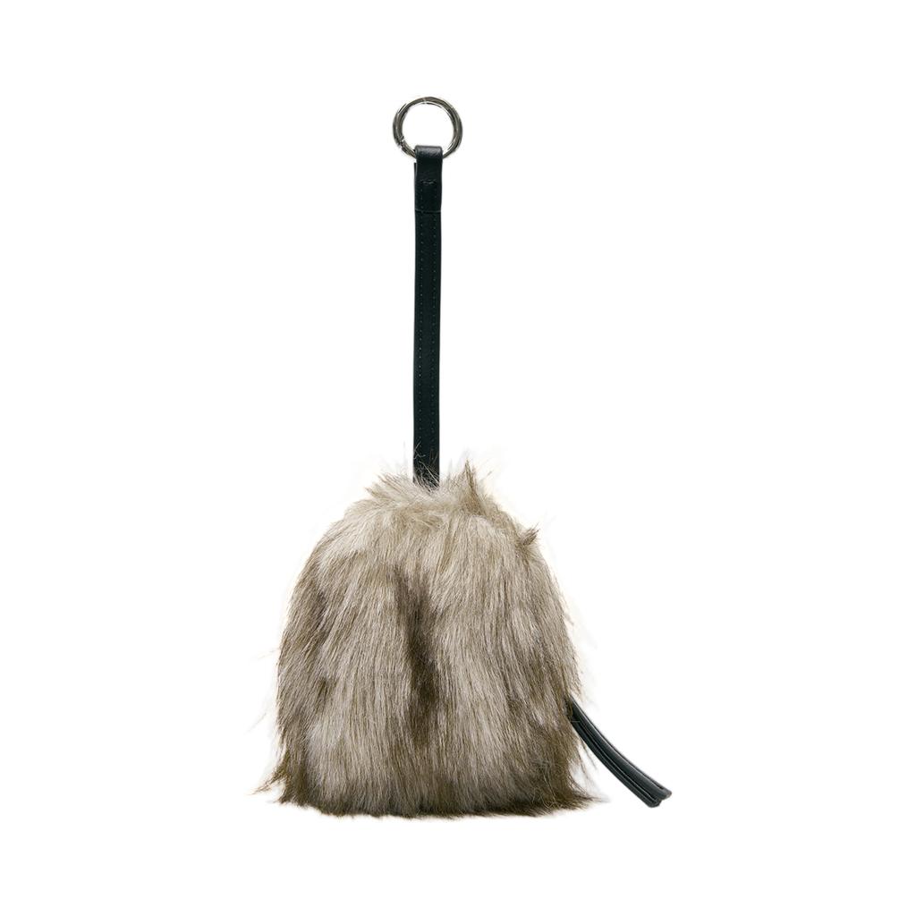Matin Kim Hairy Fur Mini Cube Pouch In Beige