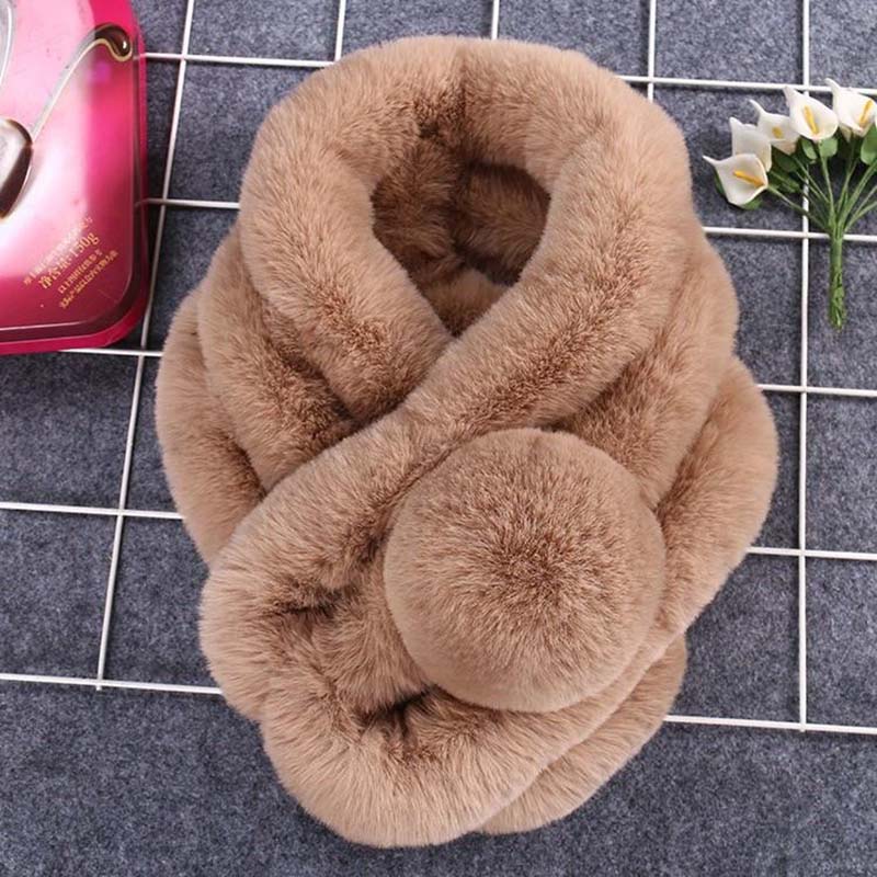 Dámsky zimný teplý šál Móda All-match Thickening Plus Velvet Faux Fur Scarf Women
