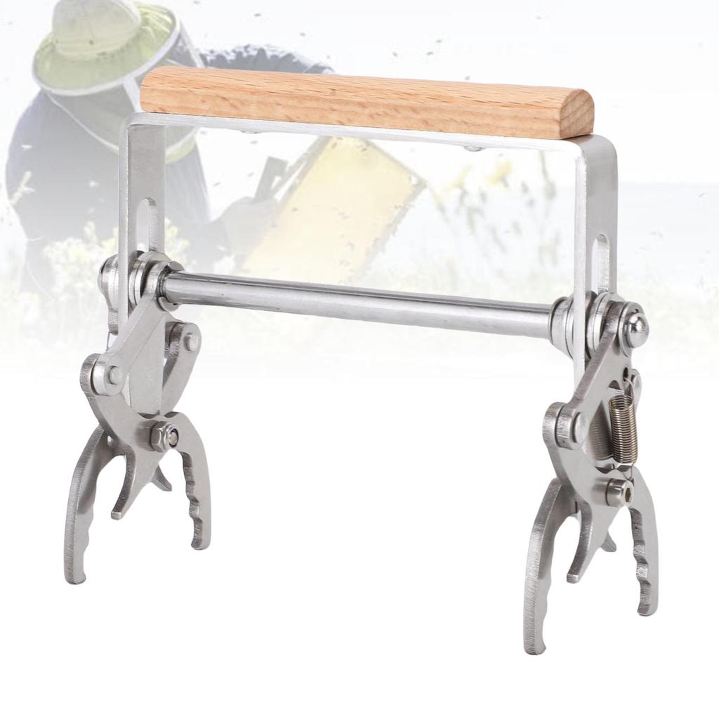 Beekeeping  , Wooden Handle Frame Lifter with Stainless Steel Structure for   Maintenance