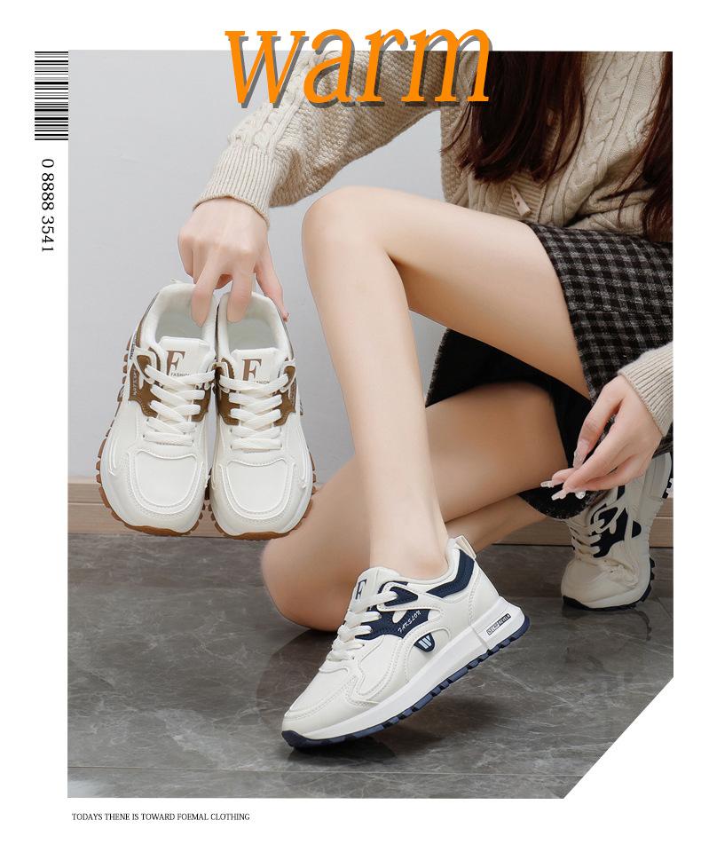 Fleece thickened sports shoes women's 2025 winter new little white shoes women's versatile non-slip warm women's cotton shoes 5162