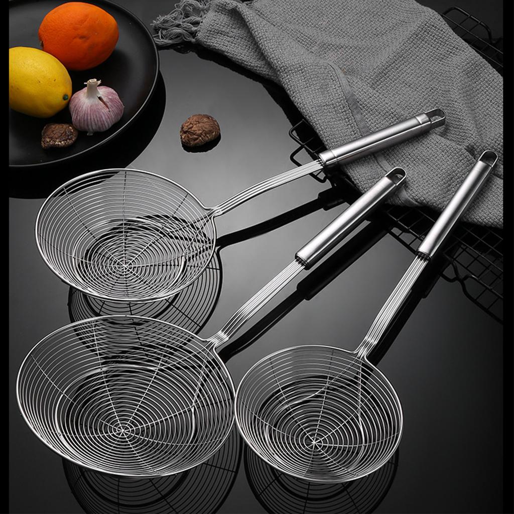 Stainless Steel Wire Skimmer Thickened and Reinforced Noodles Pasta Filter Spoon for Home Kitchen
