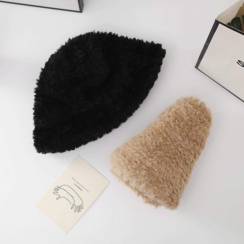 Women's Plush Bucket Hat New Autumn Winter Fashion Thickened Face-lifting Ear-protecting Casual