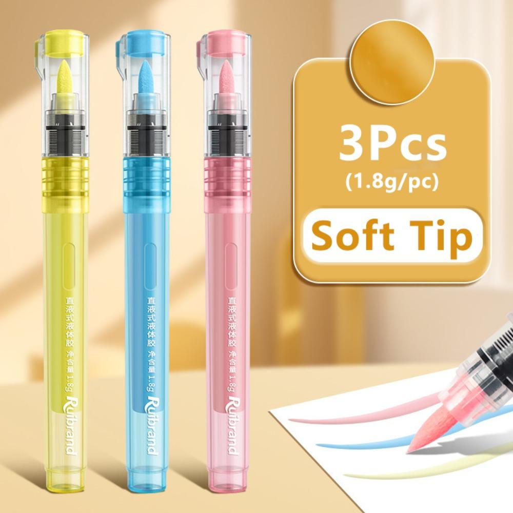 

3Pcs Soft Tip Glue Pen No Leak Design Liquid Glue Pen Portable Adhesive Pen School Supplies 3Pcs