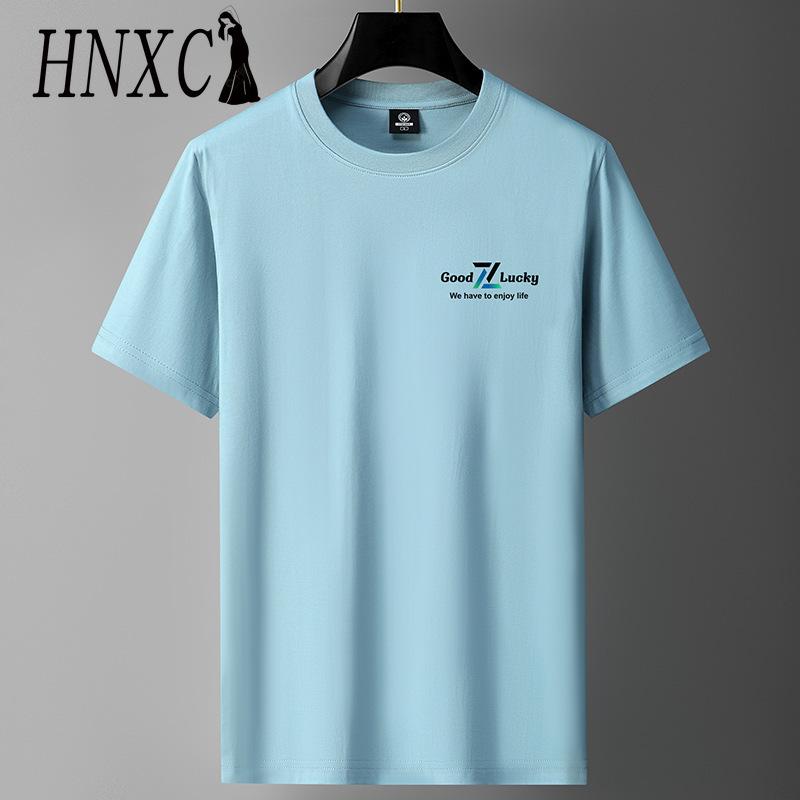 HNXC Puuvillane lühikeste varrukatega T-särk Meeste moodne vaba poolvarrukatega särk trükitud kaastundesärk