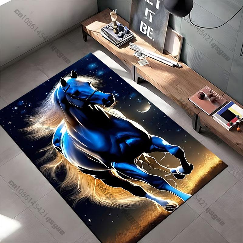 Majestic Horse Under Starry Night Carpet Yoga Living Room Room Decor Children's Crawling Mat Doormat Area Rug Games Mat