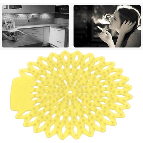 10Pcs Splash Proof Urinal Screens Deodorizer, EVA Long Lasting Odor Removal Urinal Mat Urinal Splash Proof Mat for Toilet Bathroom (Lemon)