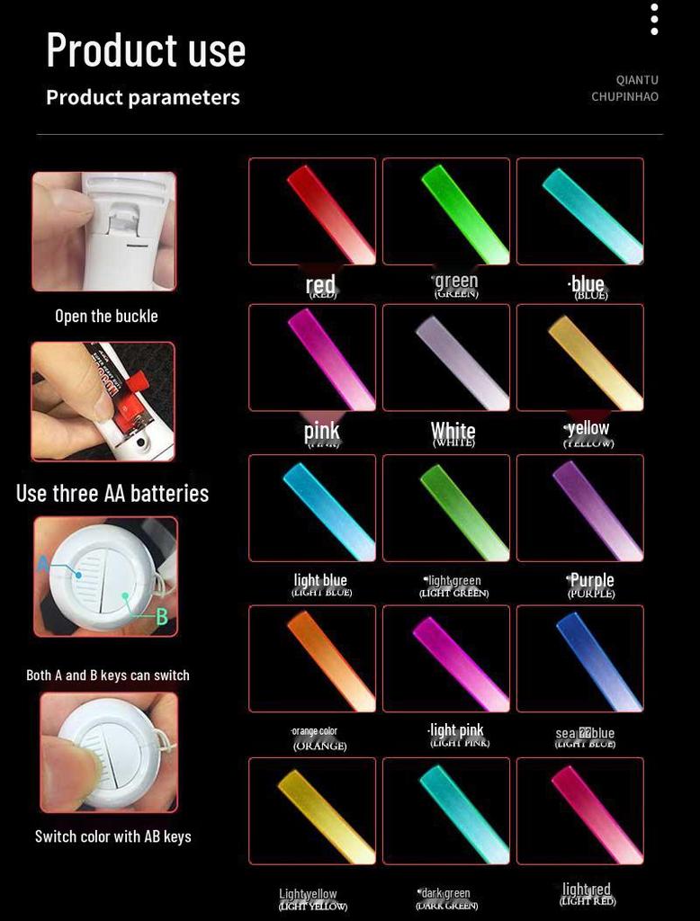 15-Color LED Anime Concert Glow Stick for New Year's Eve Party