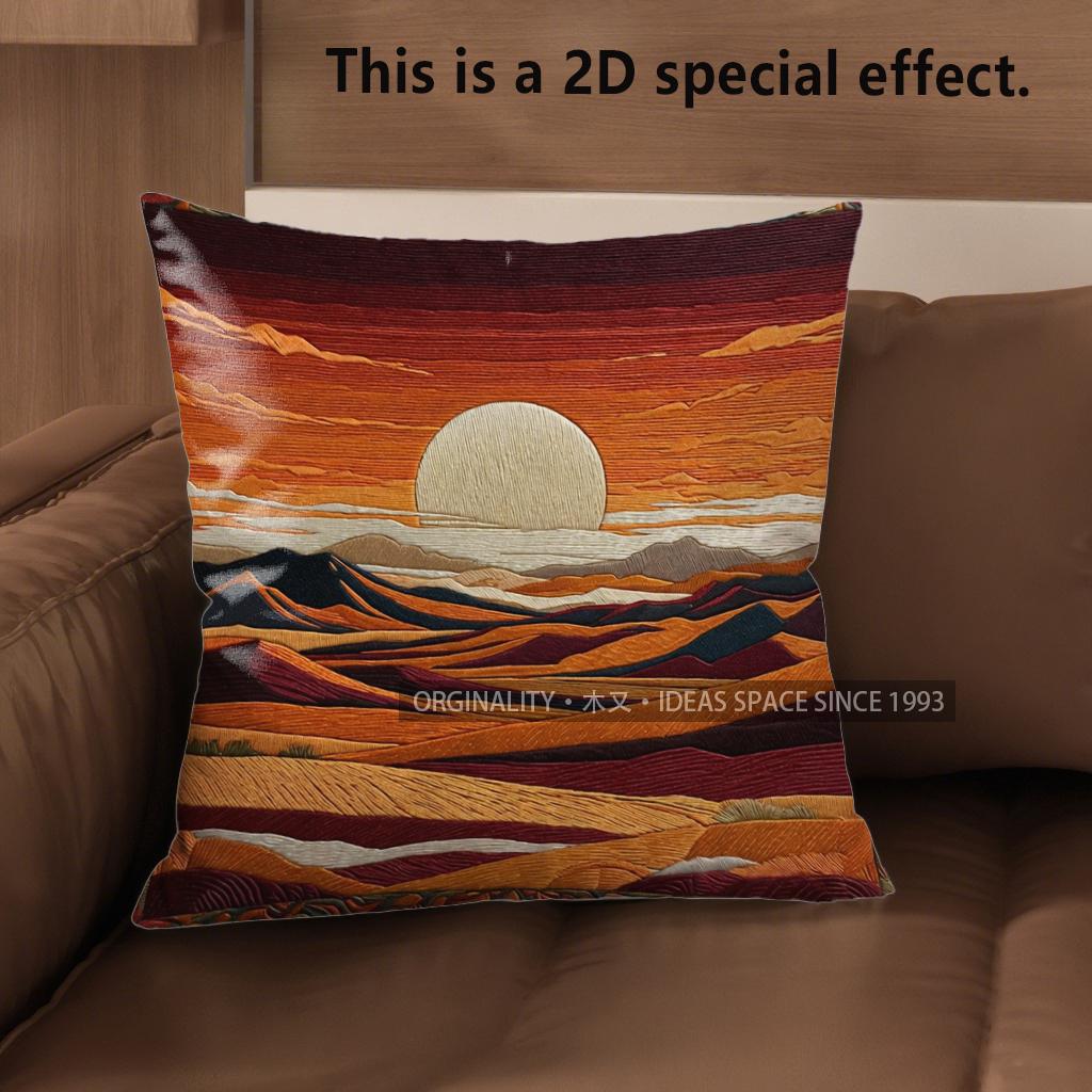 2D Boho Desert Sunset Print Throw Pillow Covers Pattern Cushion Cover Suitable For Sofa Bedroom Car Pillow Cover