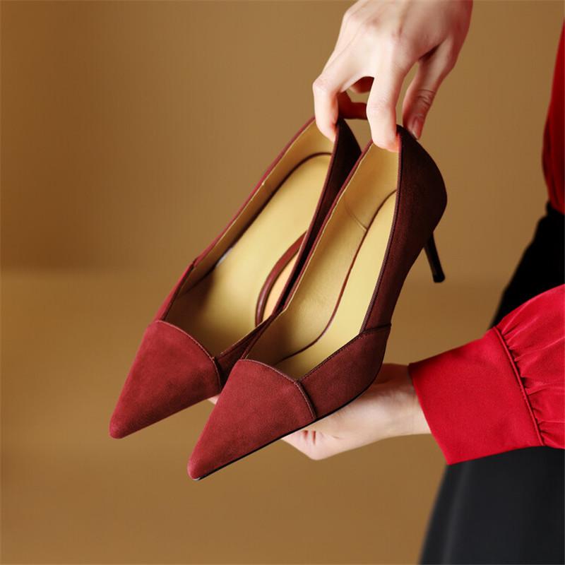 Fashion Sheep Suede Pointed Toe Stiletto Women Pumps Spring Summer Woman Shoes Fashion Loafers Shoes for Women Zapatos Mujer High Heels
