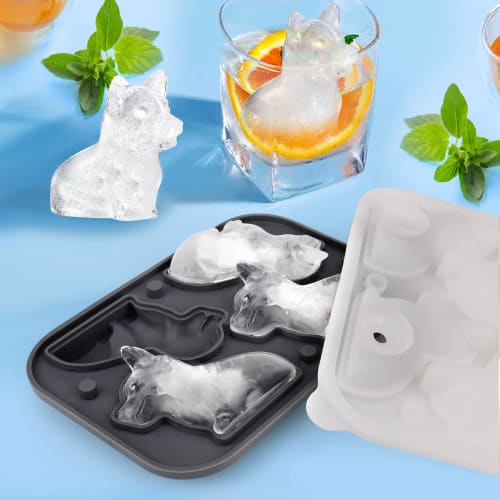AIERSA Corgi Ice Cube Shaped Silicone Ice Tray, Regular, Black, AIERSA-270
