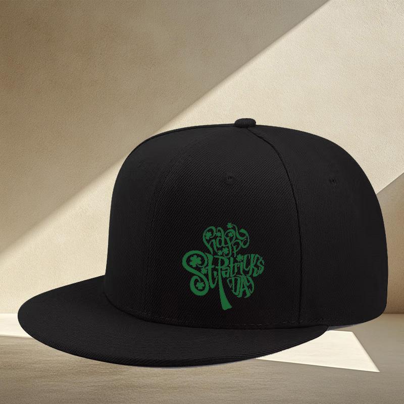 Happy St Patricks Day Clover Flat Brim Cap Unisex Polyester Streetwear Snapback Hat Casual Outdoor Adjustable