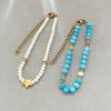 Turquoise Natural Stone Beaded Bracelet – Multicolor Crystal Gold Accent Jewelry, Boho Healing Gift for Women