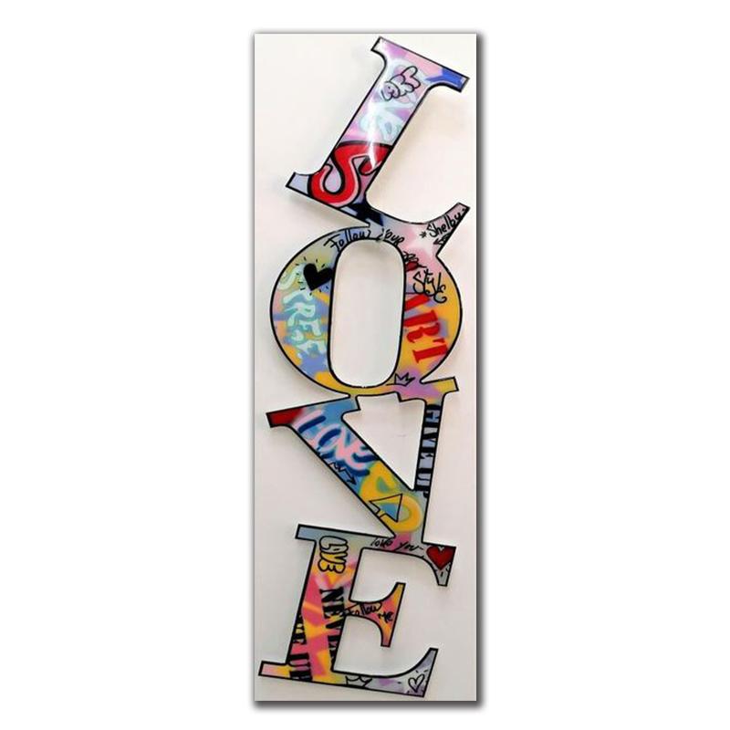 

Современные буквы любовь граффити искусство холст картины плакаты и принты настенные художественные картины для гостиной украшения дома Cuadros 30x90cm Unframed