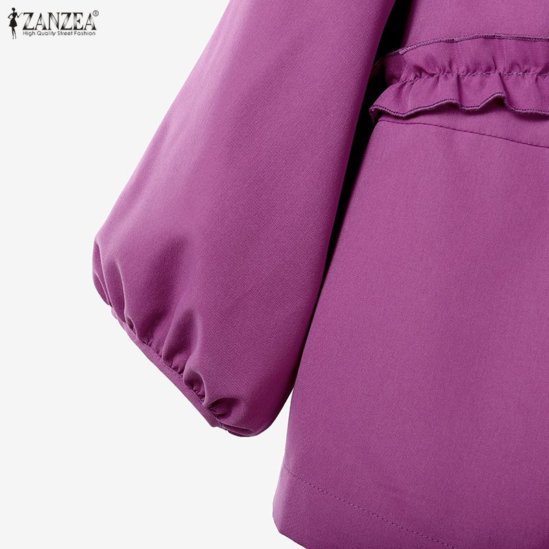 ZANZEA Women Casual Round Neck Loose 3/4 Sleeve Blouse
