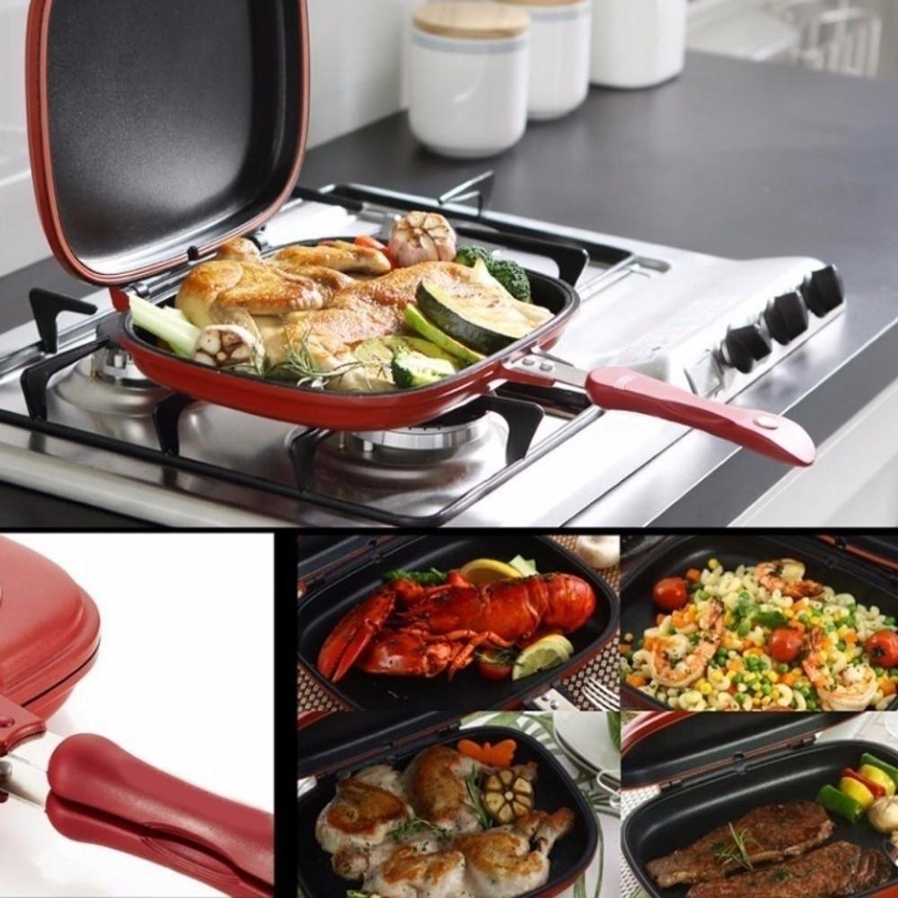 Verdickte beidseitige Pfanne 28/32cm Frühstücks-Kochutensilien Steak-Bratpfanne Küchenzubehör