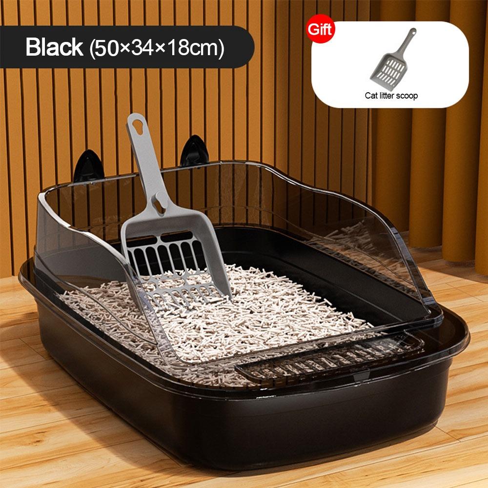 Plastic Cat Litter Box Large Capacity Splashproof Cat Toilet Cleaning Basin With Litter Scoop Semi-enclosed Pet Bedpans Home