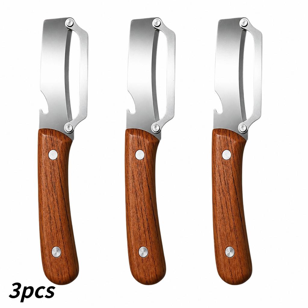 Kitchen Culinary Gadget 2-in-1 Stainless Steel Peeler Ergonomic Wood Handle for Fruit Potato Vegetable Trimming