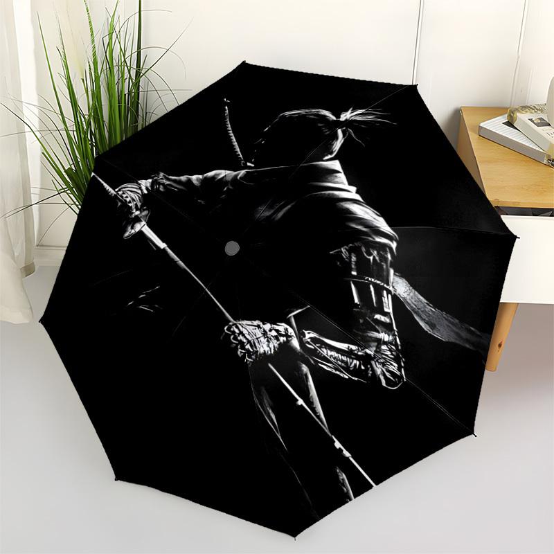 1pc Sekiro Shadows Automatic Umbrella 8 Rib Portable Folding Black Iron Frame for Outdoor, Beach, Travel, Beach Umbrella 216