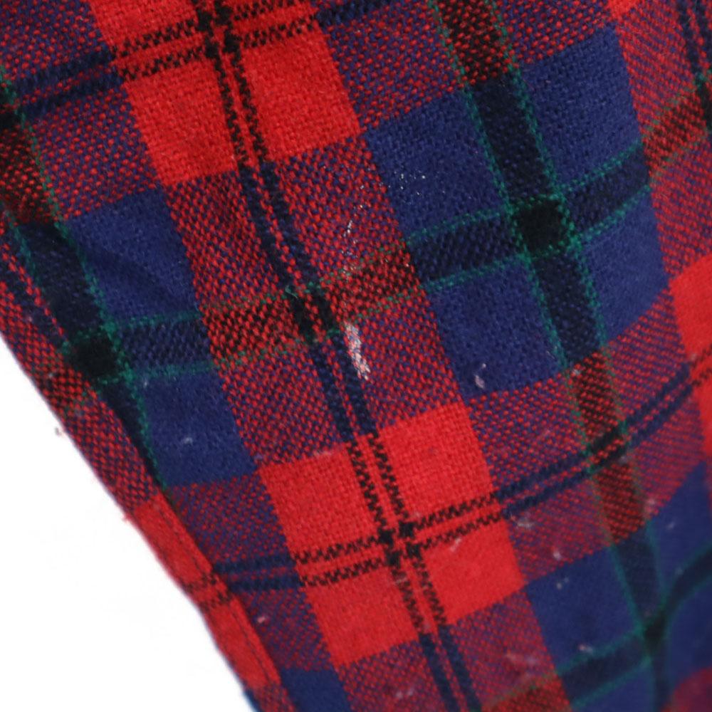 Country and Casual 60s Vintage Wool Blend Check Pattern Long Sleeve Open Collar Wool Shirt Men's Used