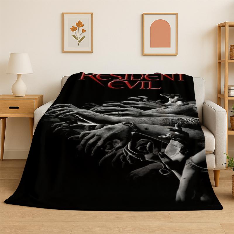 3D R-Resident Evil Leon Game Cartoon Flannel Blanket Soft Warm Throw Blanket for Bedroom Living Room Bed Travel Camping Picnic