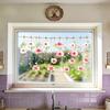 Aquarell-Blumen-Fensteraufkleber, Ohne Kleber Wiederverwendbar Halbtransparent Sichtschutzfolie, Wasserdicht Schmutzabweisend Dekoratives Abziehbild für Küche Badezimmer Schlafzimmer