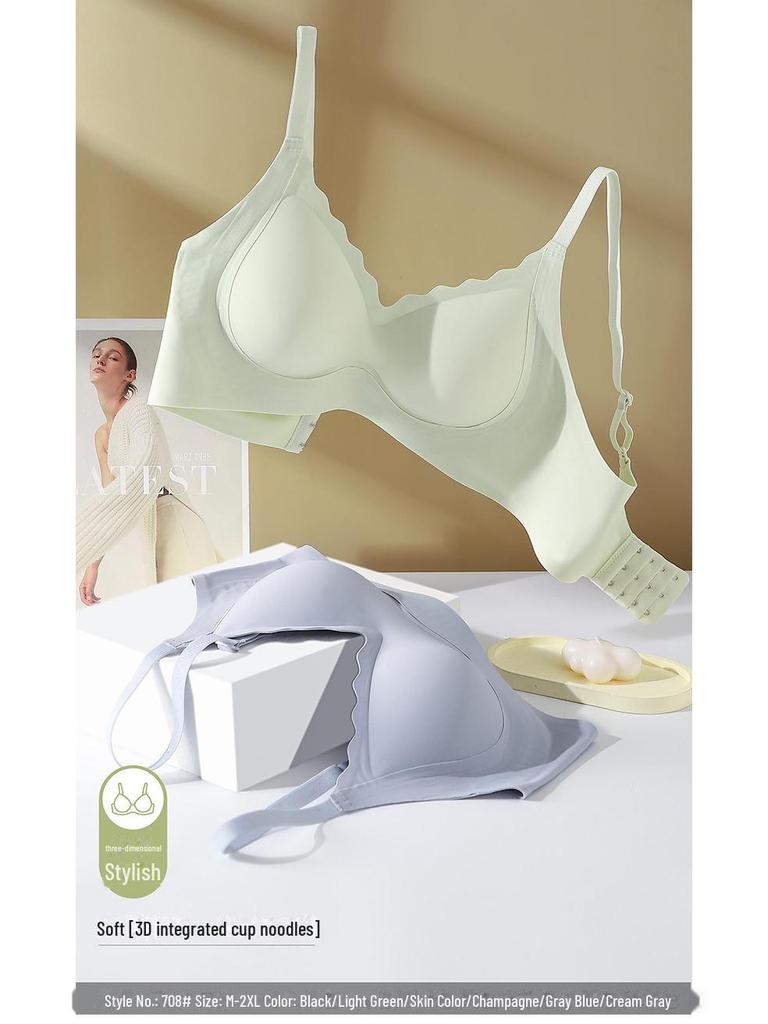 Seamless Jelly Lift Bra for Women: Fixed Cups, Small Chest Support, Gathered, Anti-Sag, Wire-Free.