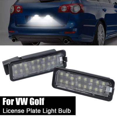 2Pcs 12V LED Rear License Plate Light Tag Light Lamp Assembly for VW GTI Golf 4 5 6 7 MK4 MK5 MK6 MK7 B7 CC Scirocco P2N8