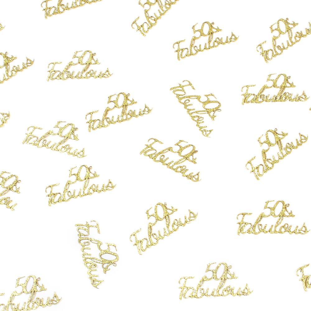 Happy Birthday Party Table Confetti Glitter Gold 50 and Fabulous Table Scatter Decorations for 50 Years Old Birthday/Wedding Anniversary Party Favor