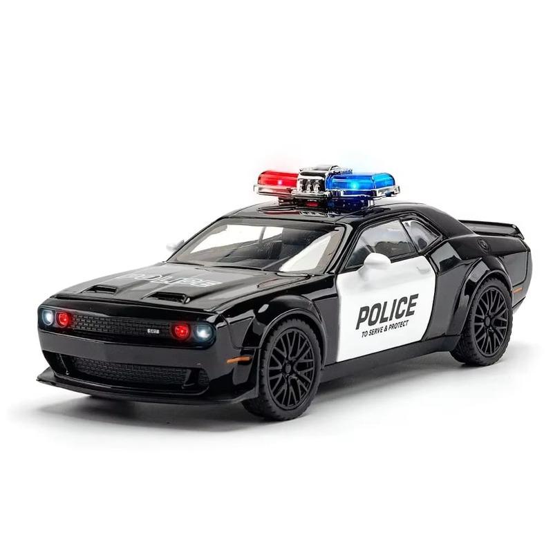 1:32 Model Mașină de Poliție Hellcat Jucărie Aliaj Turnat sub Presiune Simulare Scară Model Pull Back cu Sunet și Lumină Jucărie Mașină Pull Back Cadou Băiat Ornamente de Birou