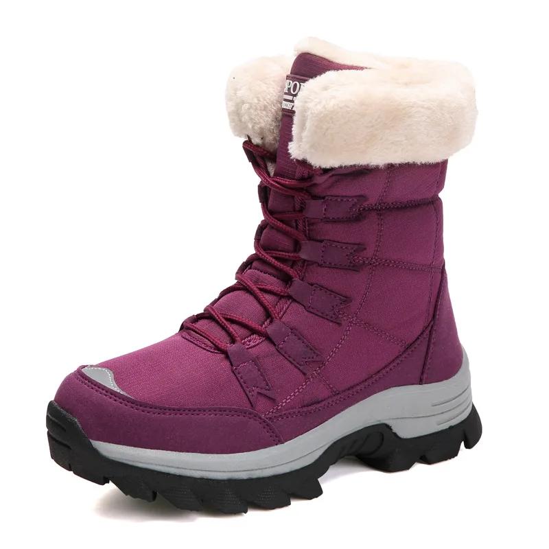 Fashion Winter Women Boots High Quality Warm Snow Boots Lace-up Comfortable Ankle  Outdoor Waterproof Hiking
